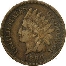 Coin, United States, Indian Head Cent, Cent, 1890, U.S. Mint, Philadelphia