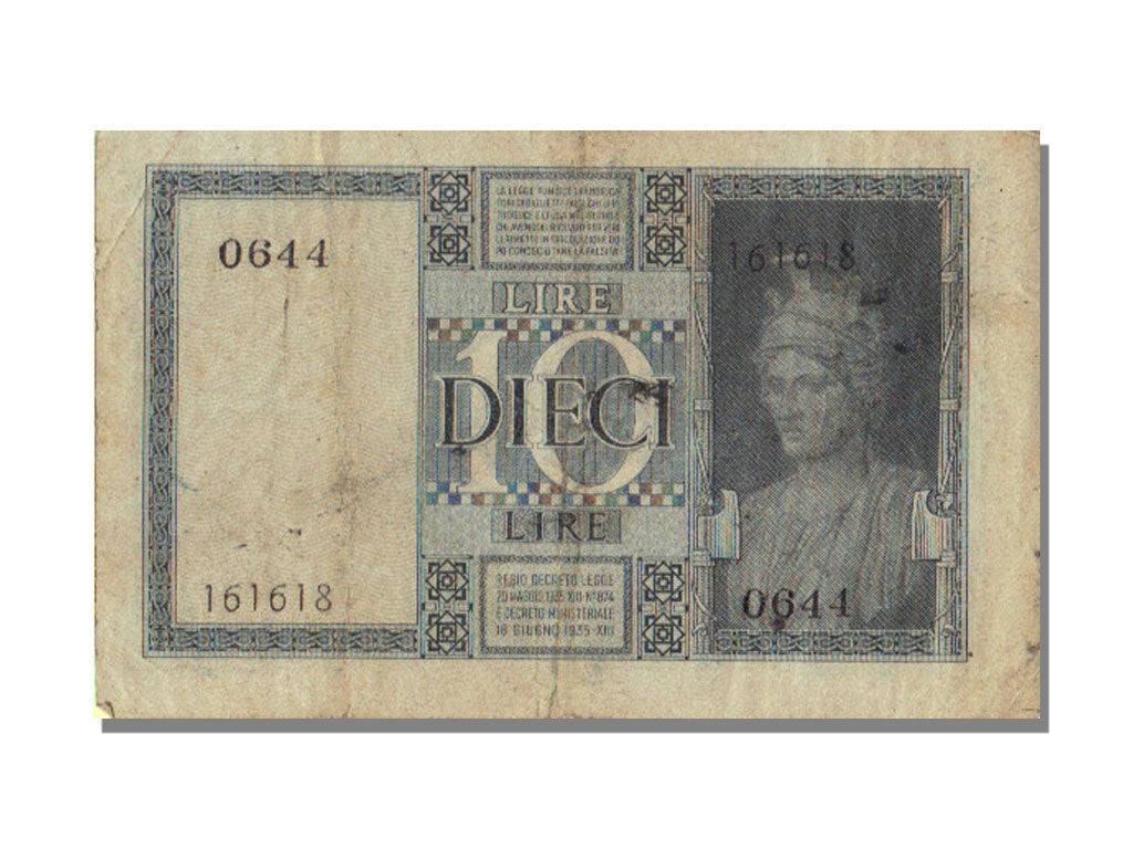 Italy, 10 Lire, 1939, EF(40-45)