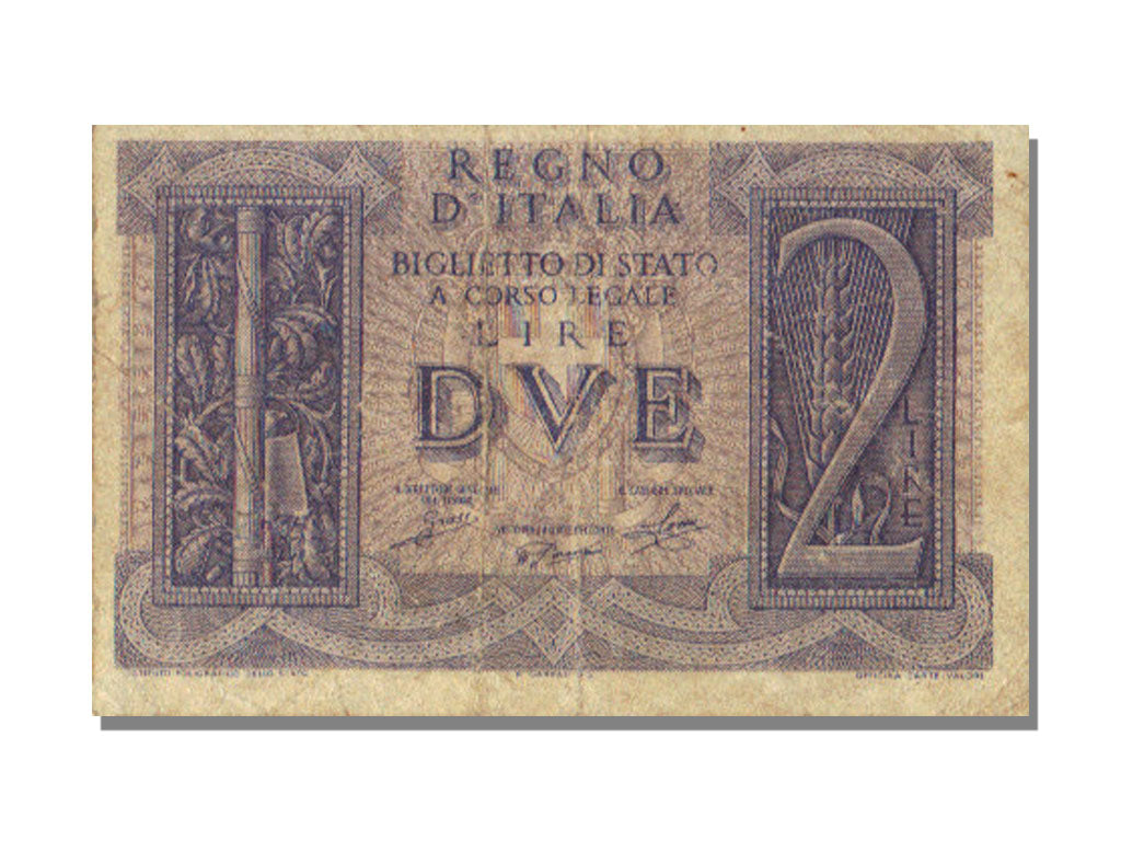 Italy, 2 Lire, 1939, KM #27, 1939-11-14, VF(30-35), 450