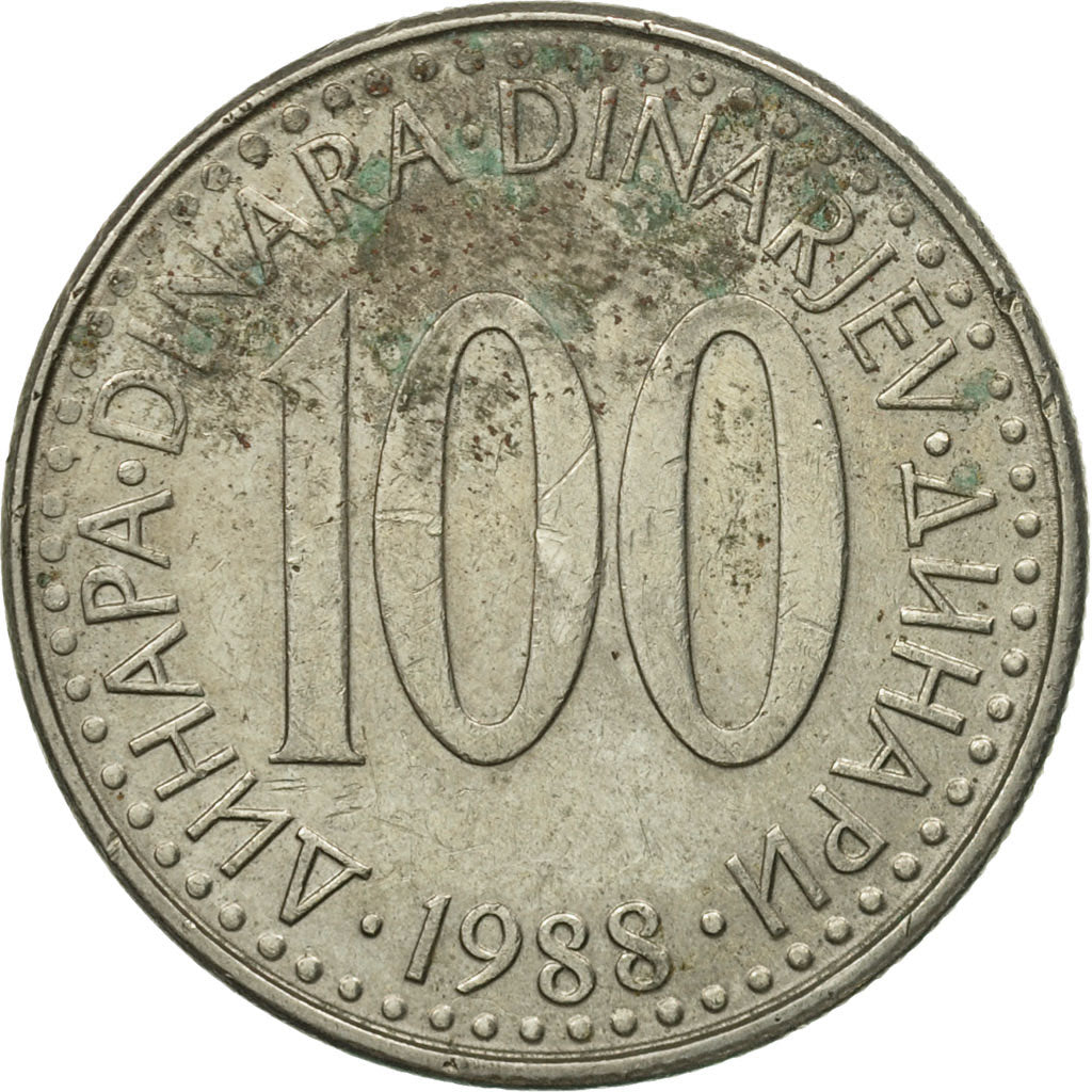 Moneta, Iugoslavia, 100 Dinara, 1988, MB, Rame-nichel-zinco, KM:114