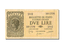 Italy, 2 Lire, 1944, KM #30b, 1944-11-23, AU(55-58), 202