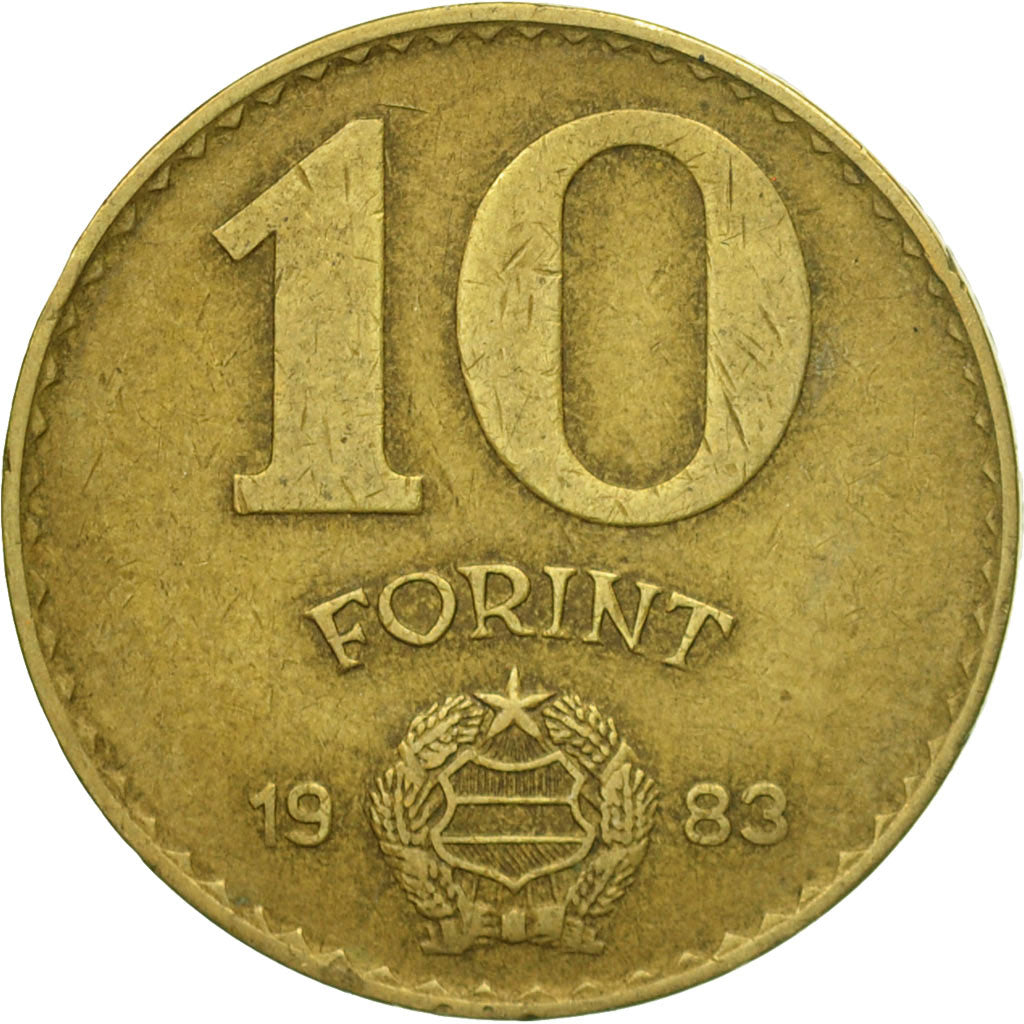 Moneda, Hungría, 10 Forint, 1983, Budapest, MBC, Aluminio - bronce, KM:636