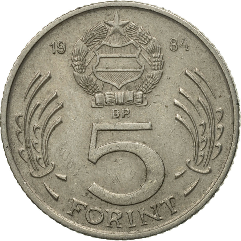 Moneda, Hungría, 5 Forint, 1984, Budapest, BC+, Cobre - níquel, KM:635
