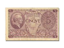 Italy, 5 Lire, 1944, KM #31b, 1944-11-23, AU(50-53), 0434