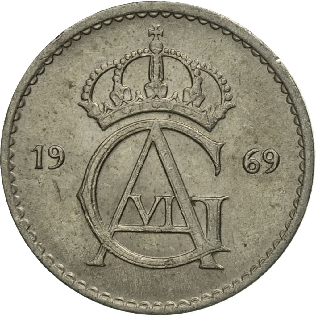 Coin, Sweden, Gustaf VI, 10 Öre, 1969, EF(40-45), Copper-nickel, KM:835