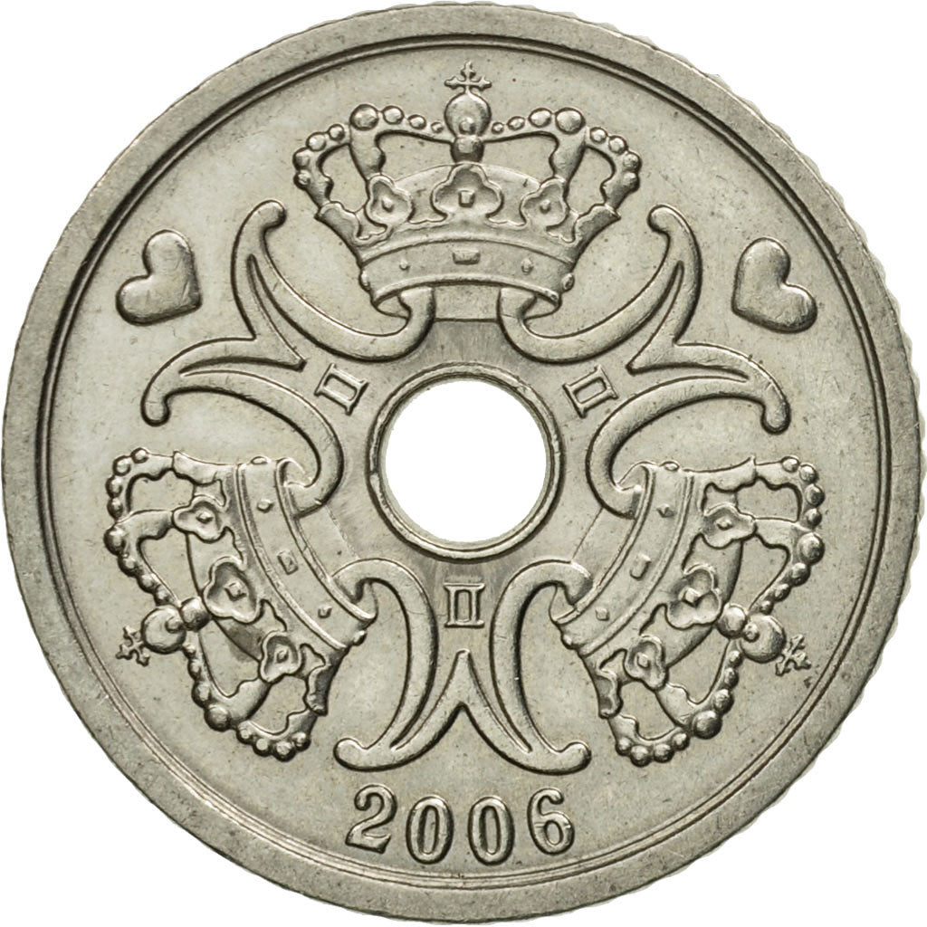 Münze, Dänemark, Margrethe II, Krone, 2006, Brondby, SS+, Copper-nickel
