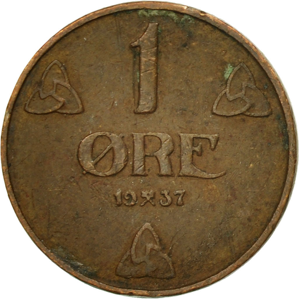 Moneta, Norwegia, Haakon VII, Ore, 1937, EF(40-45), Bronze, KM:367
