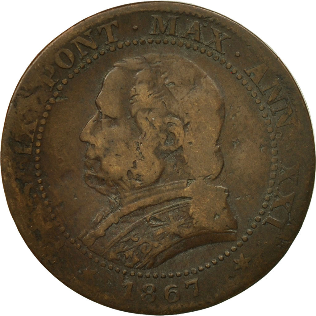 Coin, ITALIAN STATES, PAPAL STATES, Pius IX, Soldo, 5 Centesimi, 1867, Rome