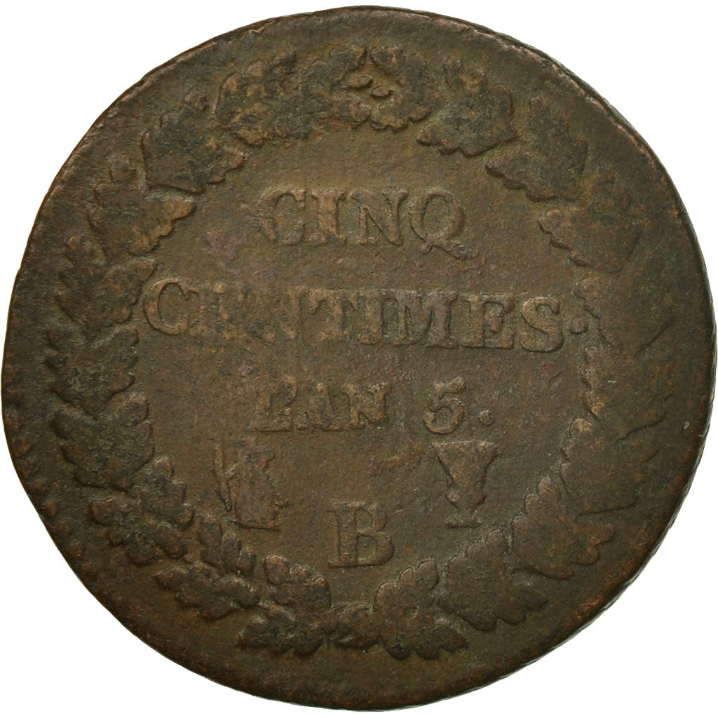 Monnaie, France, Dupré, 5 Centimes, AN 5, Rouen, B+, Bronze, KM:640.3, Le