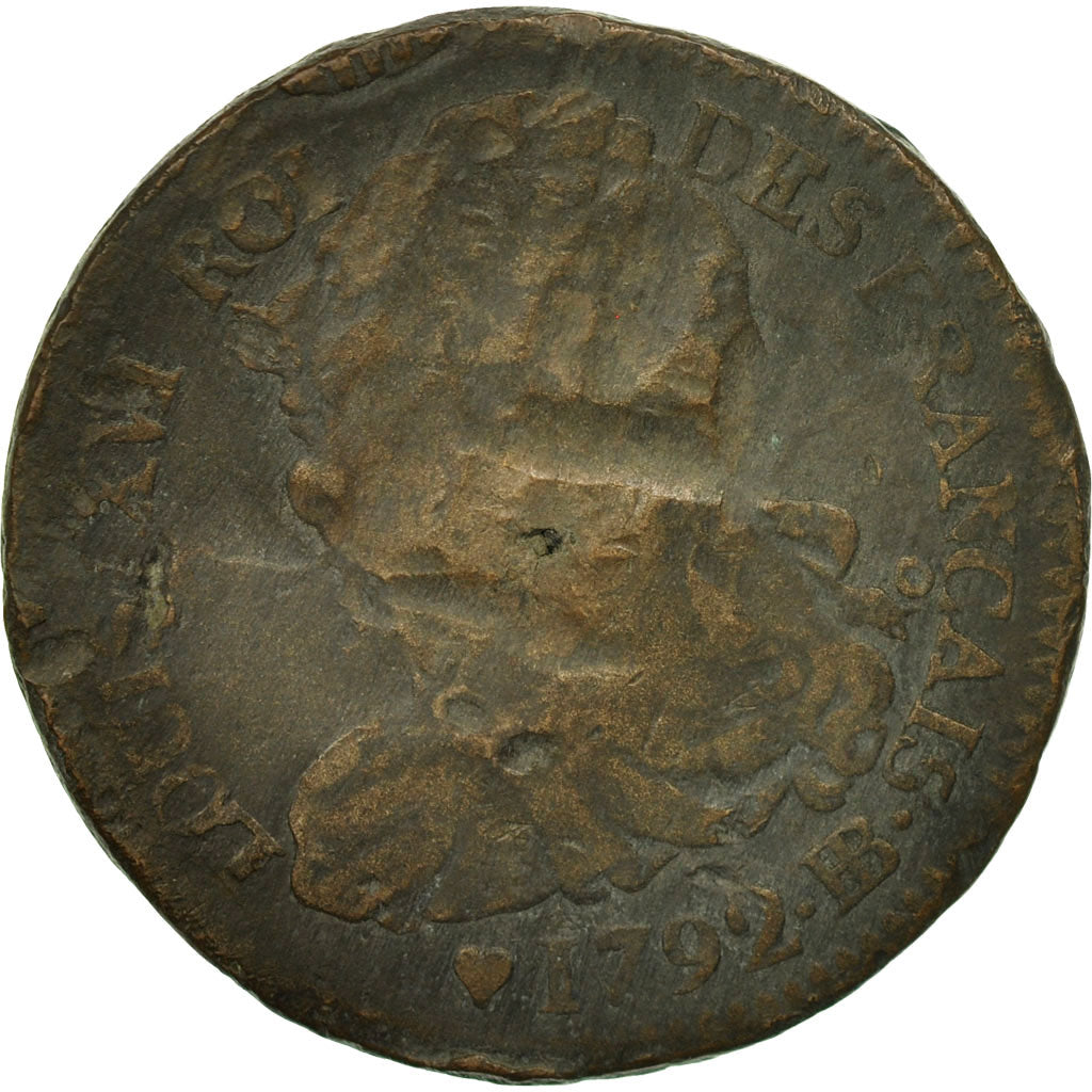 Monnaie, France, 2 sols françois, 2 Sols, 1792, Strasbourg, B, Bronze