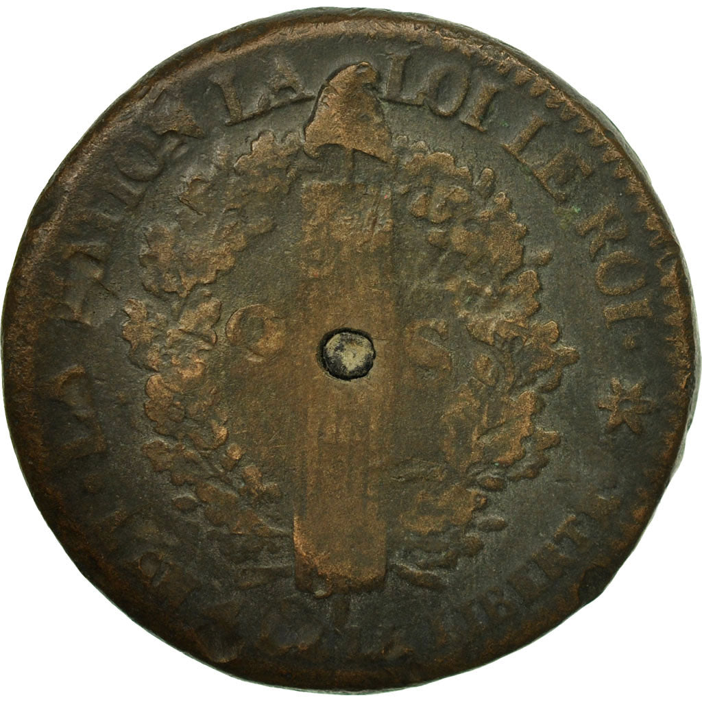 Monnaie, France, 2 sols françois, 2 Sols, 1792, Strasbourg, B, Bronze