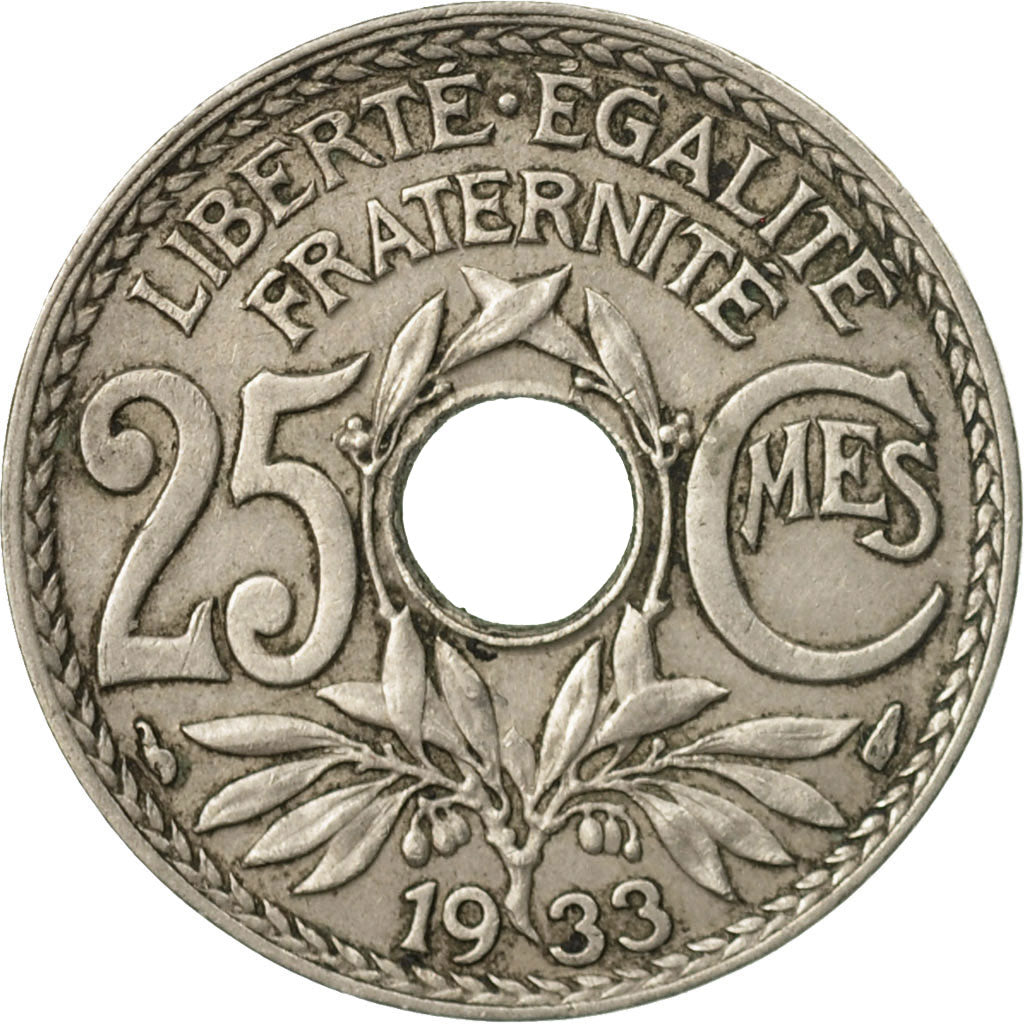 Moneta, Francia, Lindauer, 25 Centimes, 1933, BB, Rame-nichel, KM:867a, Le