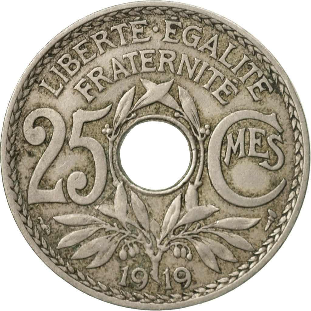 Coin, France, Lindauer, 25 Centimes, 1919, Paris, EF(40-45), Copper-nickel