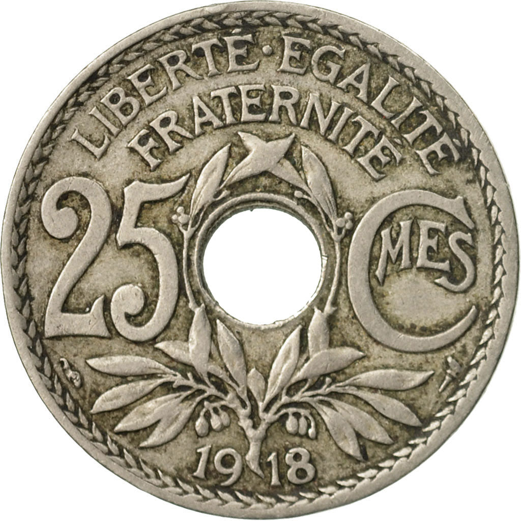 Coin, France, Lindauer, 25 Centimes, 1918, EF(40-45), Copper-nickel, KM:867a, Le