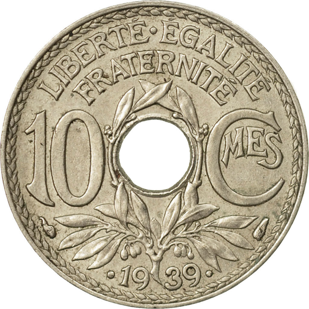 Moneta, Francja, Lindauer, 10 Centimes, 1939, Paris, AU(50-53), Nikiel-Brąz