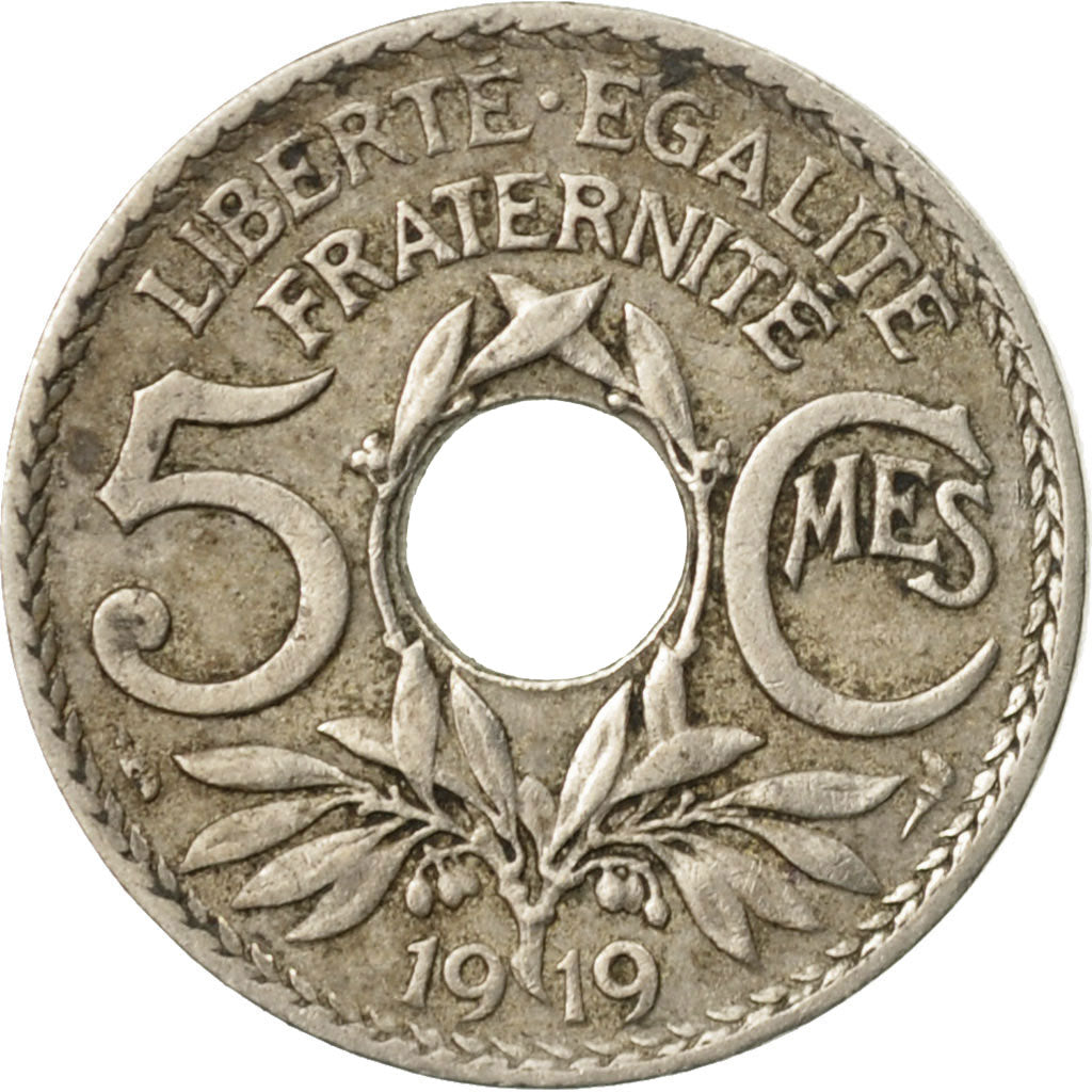 Coin, France, Lindauer, 5 Centimes, 1919, Paris, EF(40-45), Copper-nickel