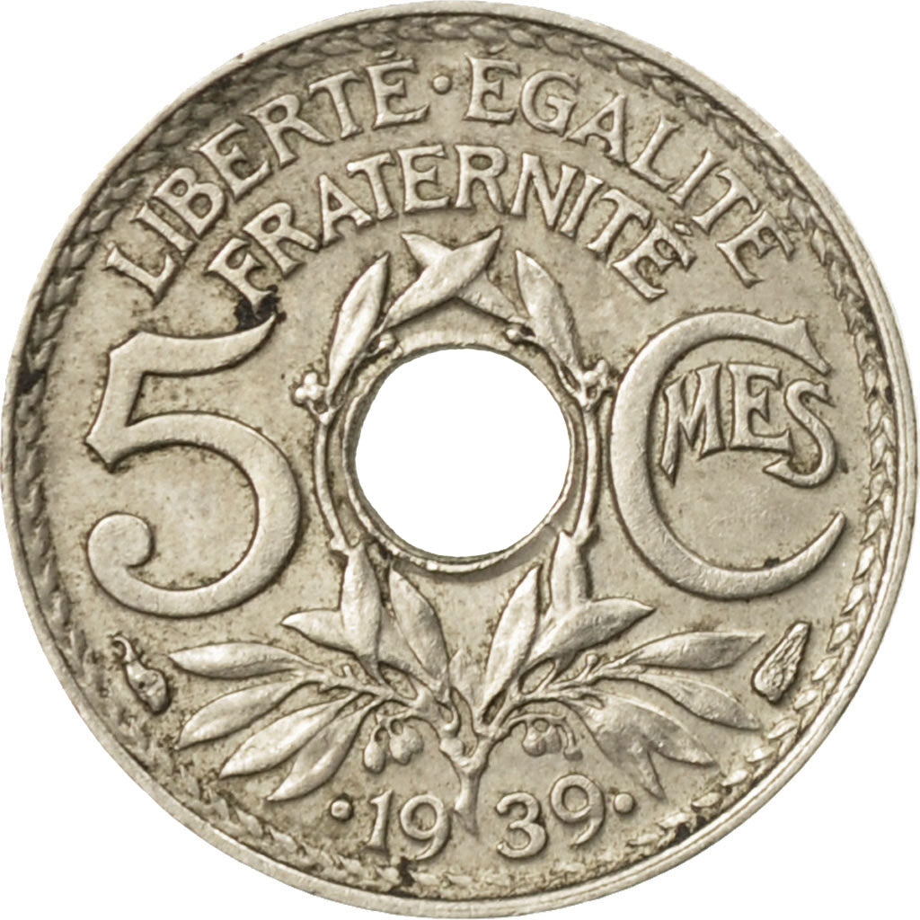 Moneta, Francia, Lindauer, 5 Centimes, 1939, Paris, BB, Nichel-bronzo, KM:875a