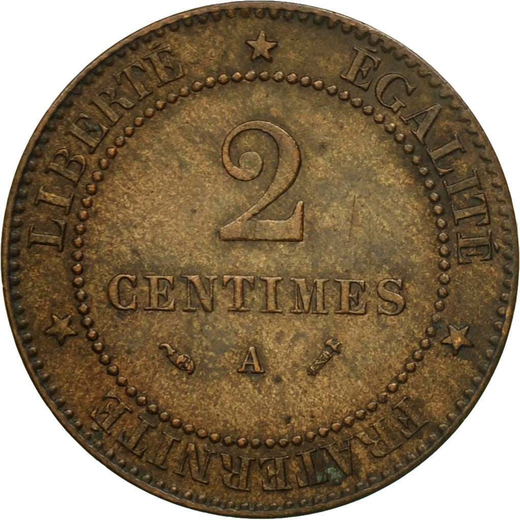 Münze, Frankreich, Cérès, 2 Centimes, 1887, Paris, SS, Bronze, KM:827.1, Le