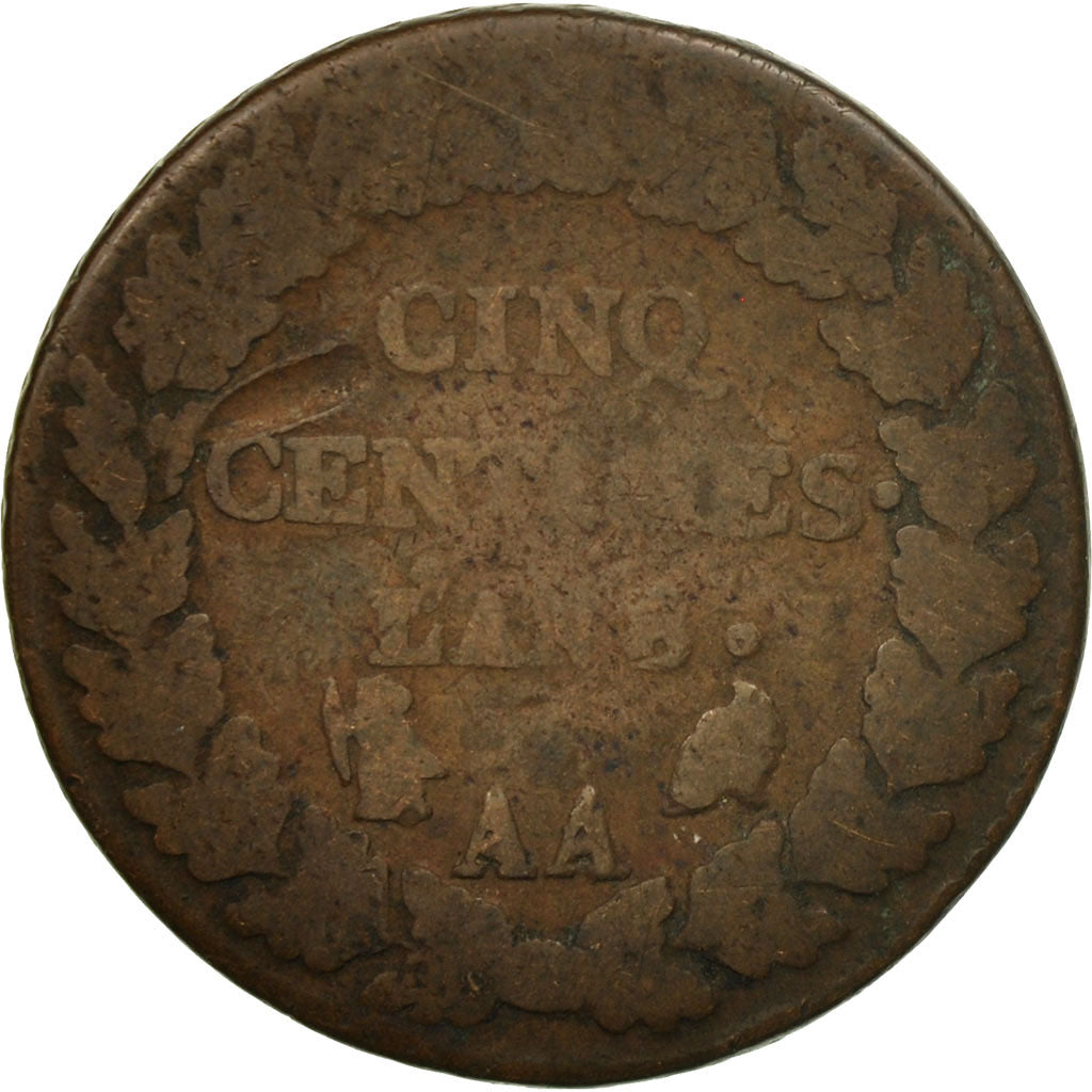 Coin, France, Dupré, 5 Centimes, AN 8, Metz, VG(8-10), Bronze, KM:640.2, Le