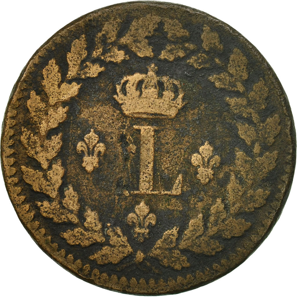 Munten, Frankrijk, Louis XVIII, Decime, 1815, Strasbourg, ZG+, Bronze, KM:701