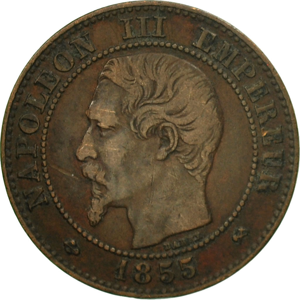 Moneda, Francia, Napoleon III, Napoléon III, 2 Centimes, 1855, Rouen, MBC