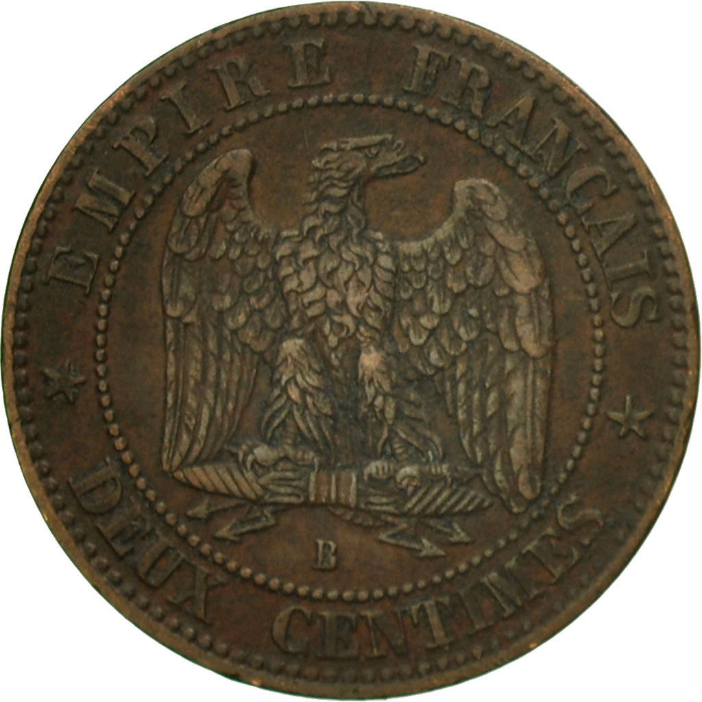 Moneda, Francia, Napoleon III, Napoléon III, 2 Centimes, 1855, Rouen, MBC