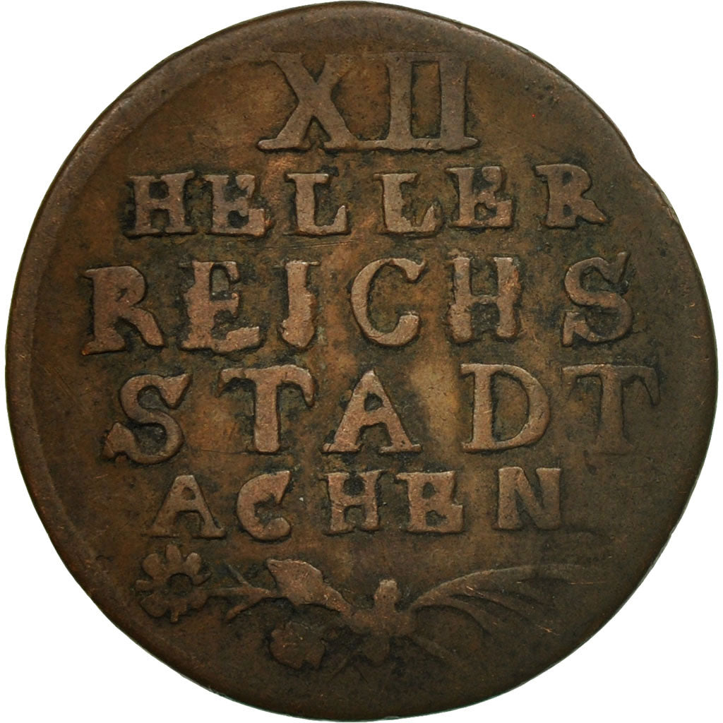 Moneta, Stati tedeschi, AACHEN, 12 Heller, 1794, Berlin, B+, Rame, KM:51