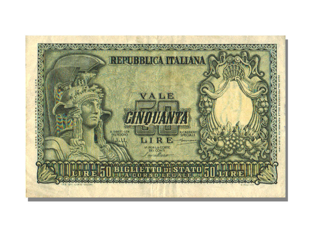 Italy, 50 Lire, 1951, KM #91a, 1951-12-31, AU(55-58), 2446