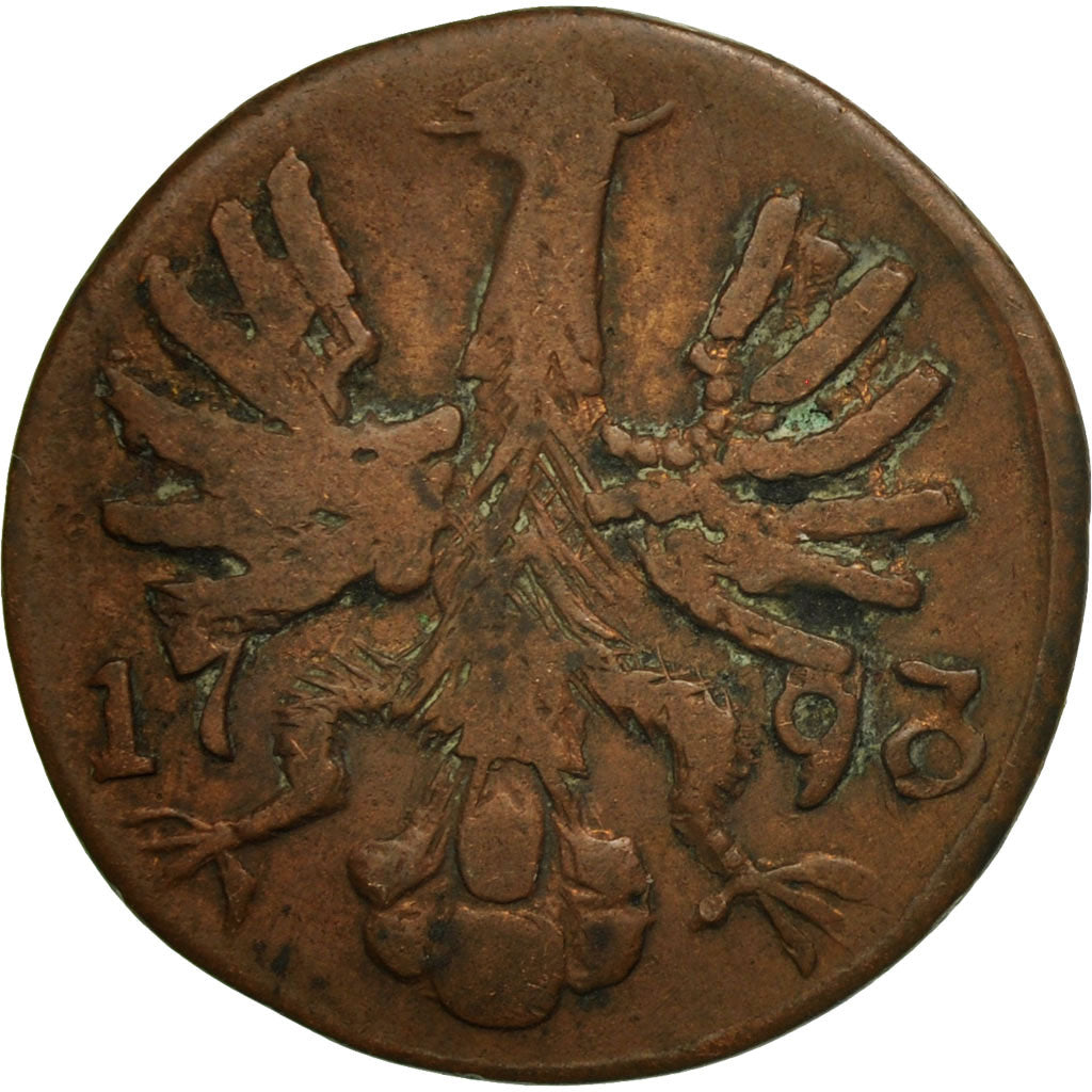 Moneta, Stati tedeschi, AACHEN, 12 Heller, 1793, Berlin, B+, Rame, KM:51