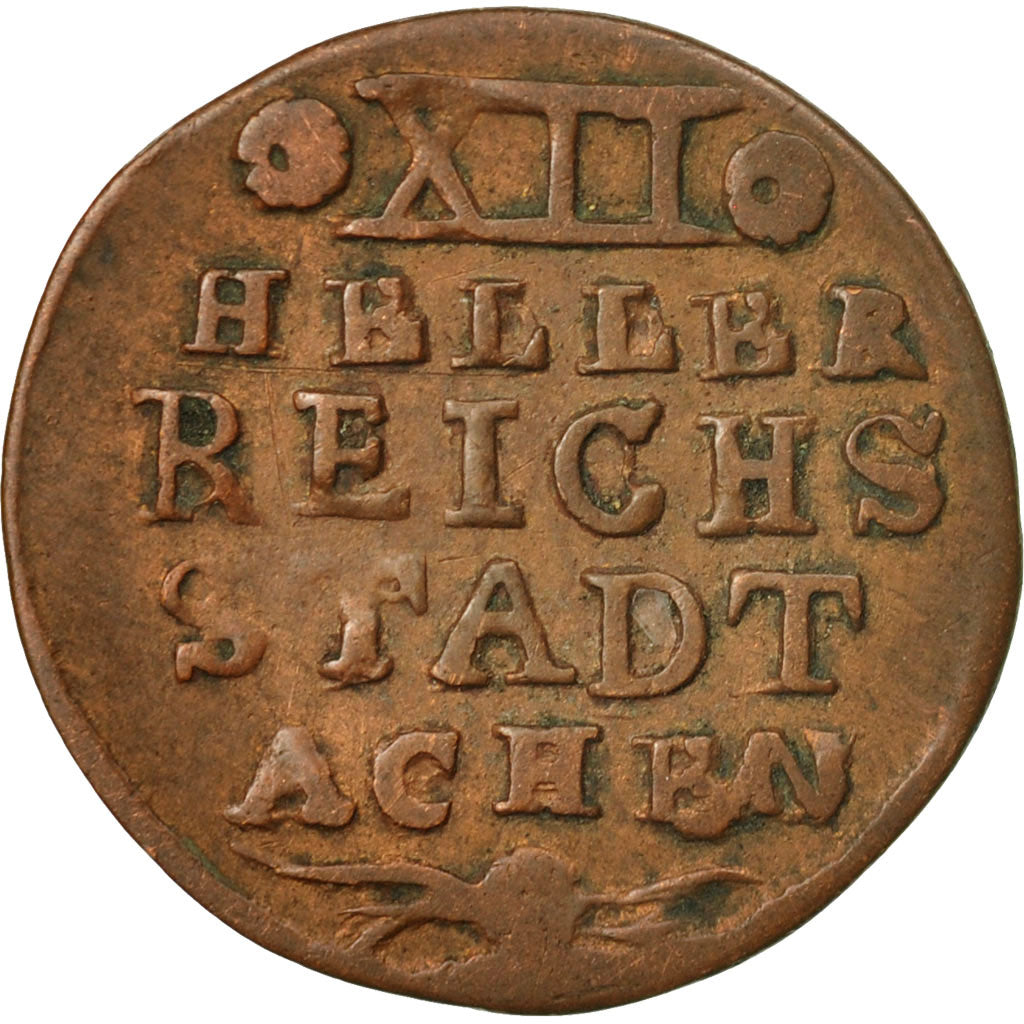 Moneta, Stati tedeschi, AACHEN, 12 Heller, 1793, Berlin, B+, Rame, KM:51