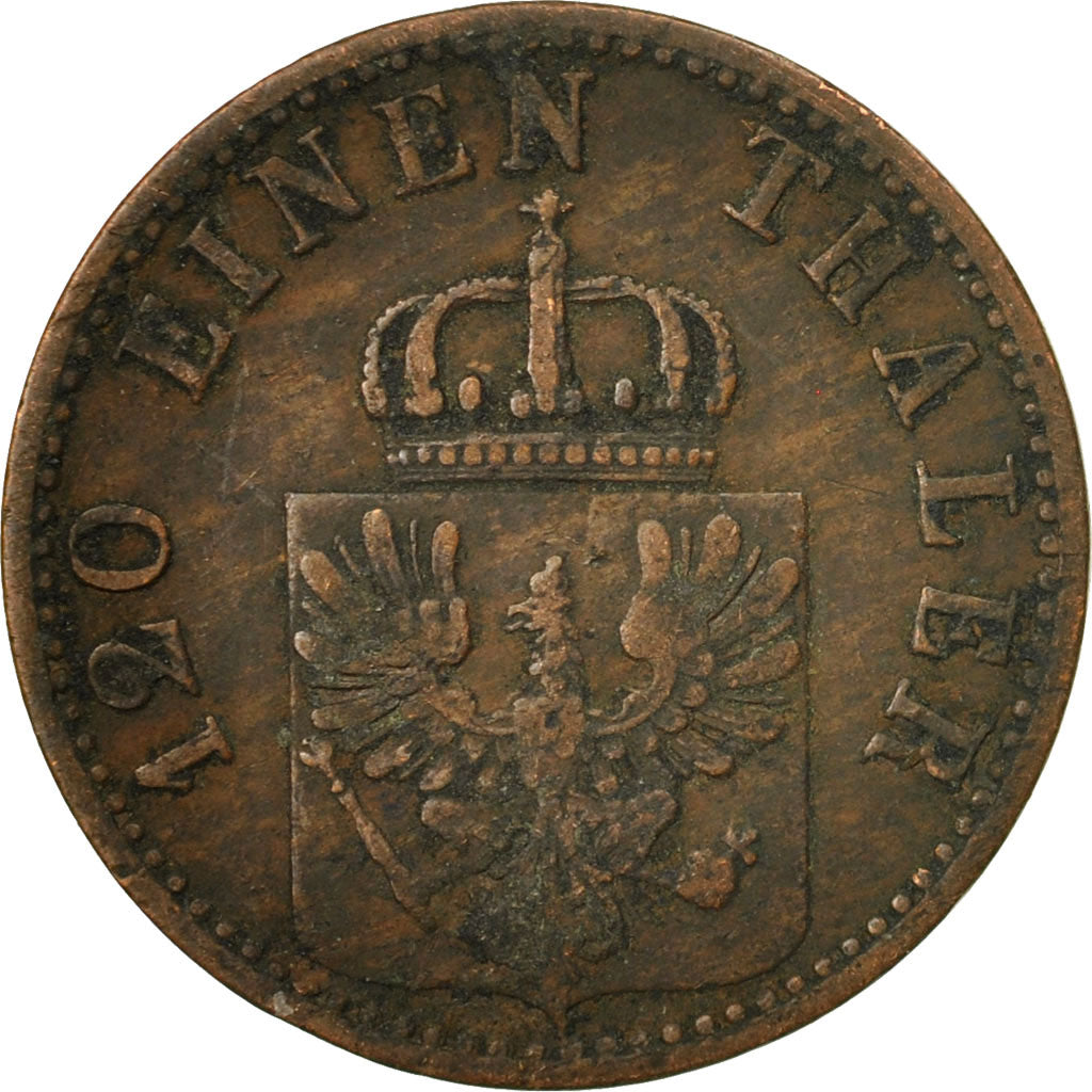 Münze, Deutsch Staaten, PRUSSIA, Wilhelm I, 3 Pfennig, 1866, Berlin, S+