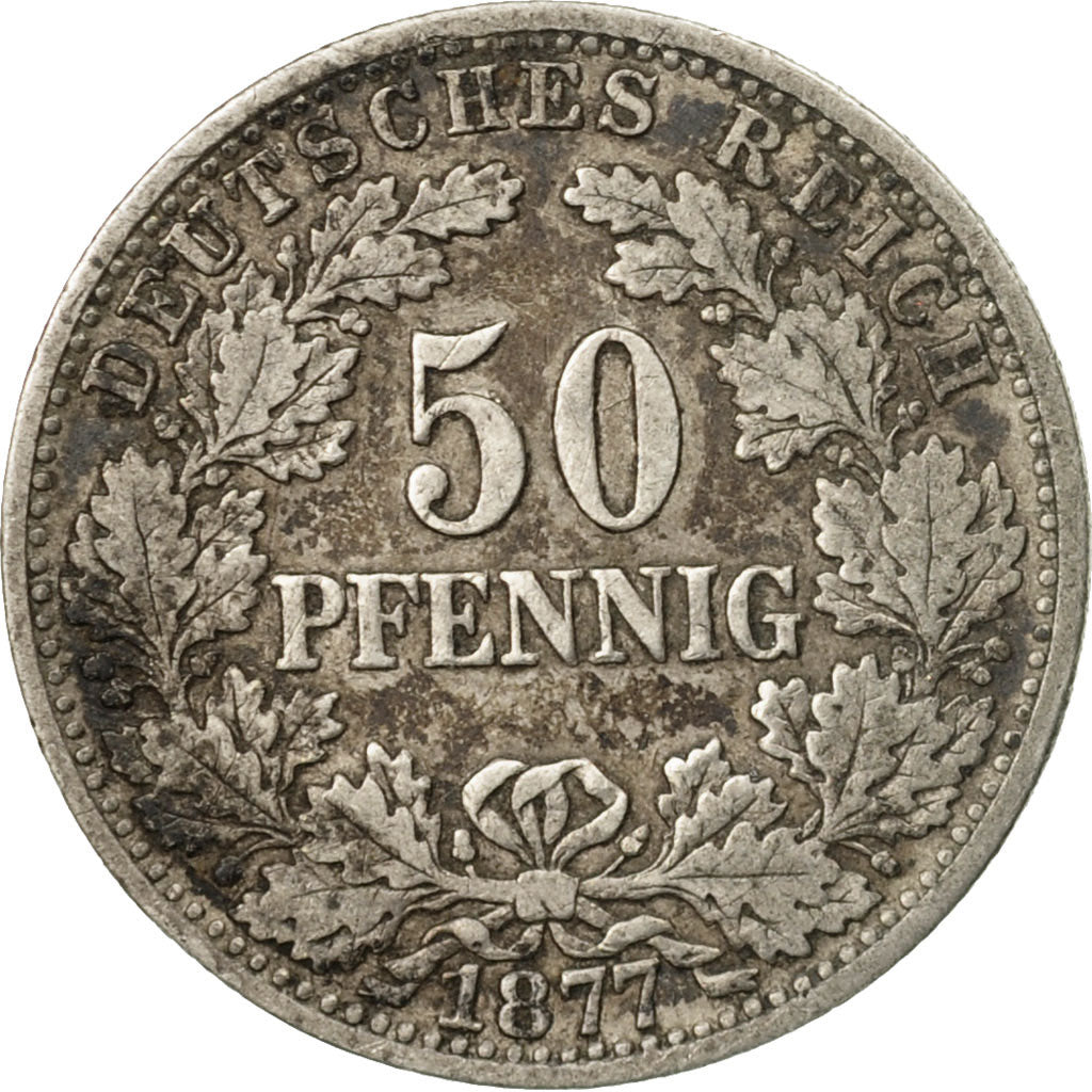 Coin, GERMANY - EMPIRE, Wilhelm I, 50 Pfennig, 1877, Hambourg, EF(40-45)