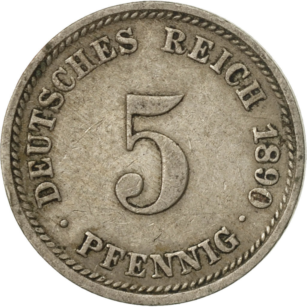 Coin, GERMANY - EMPIRE, Wilhelm II, 5 Pfennig, 1890, Munich, EF(40-45)