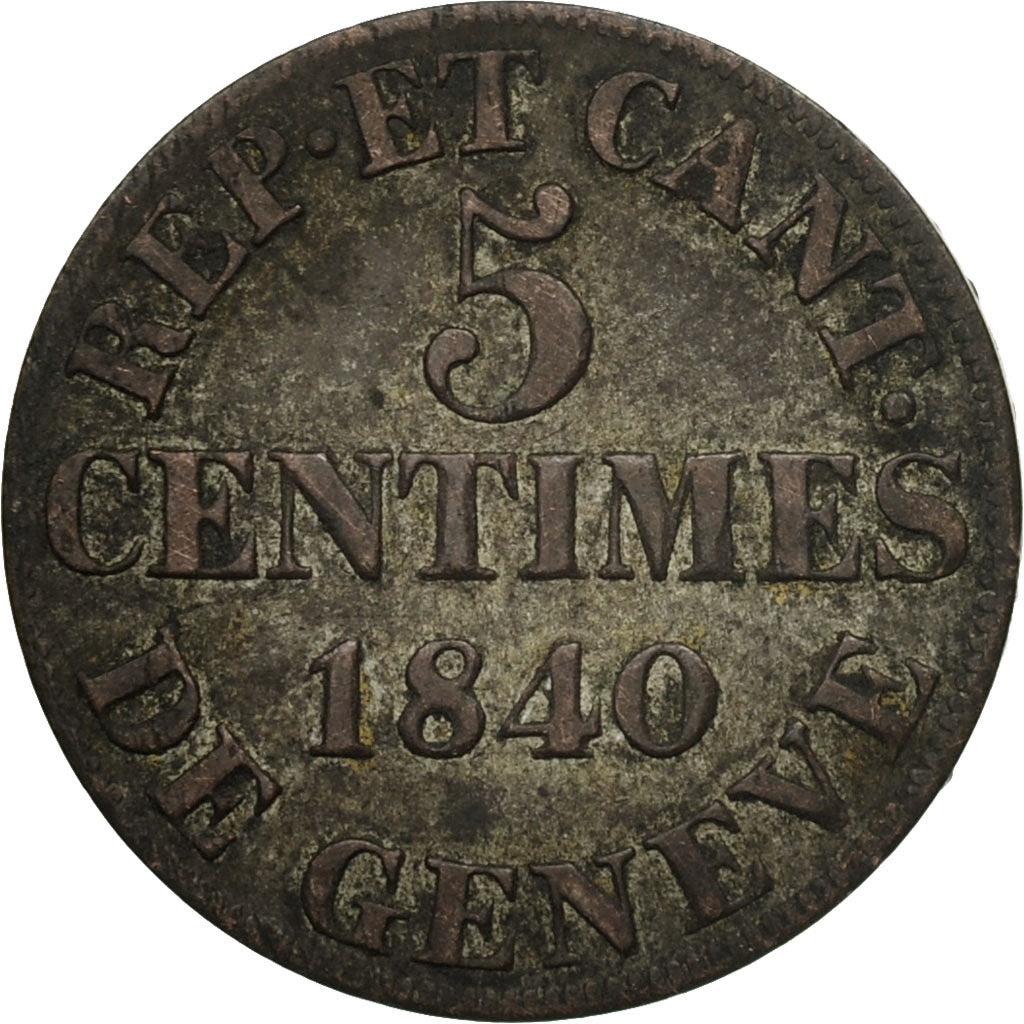 Coin, SWISS CANTONS, GENEVA, 5 Centimes, 1840, Bern, VF(30-35), Billon, KM:131