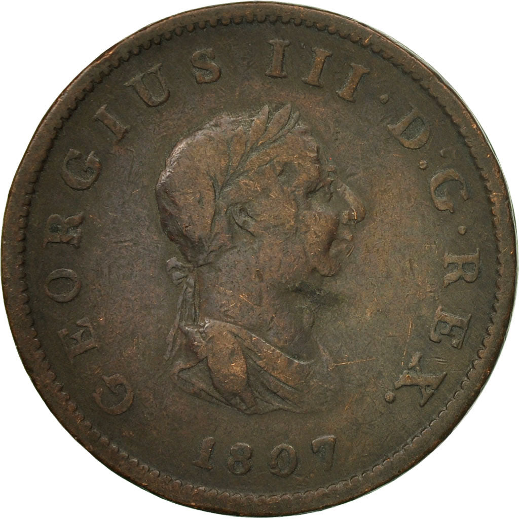 Monnaie, Grande-Bretagne, George III, 1/2 Penny, 1807, B+, Cuivre, KM:662