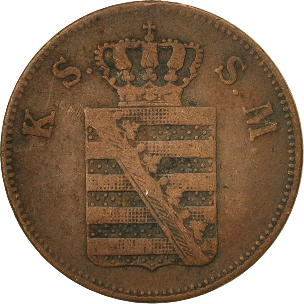 Moneta, Stati tedeschi, SAXONY-ALBERTINE, Johann, 2 Pfennig, 1856, MB, Rame