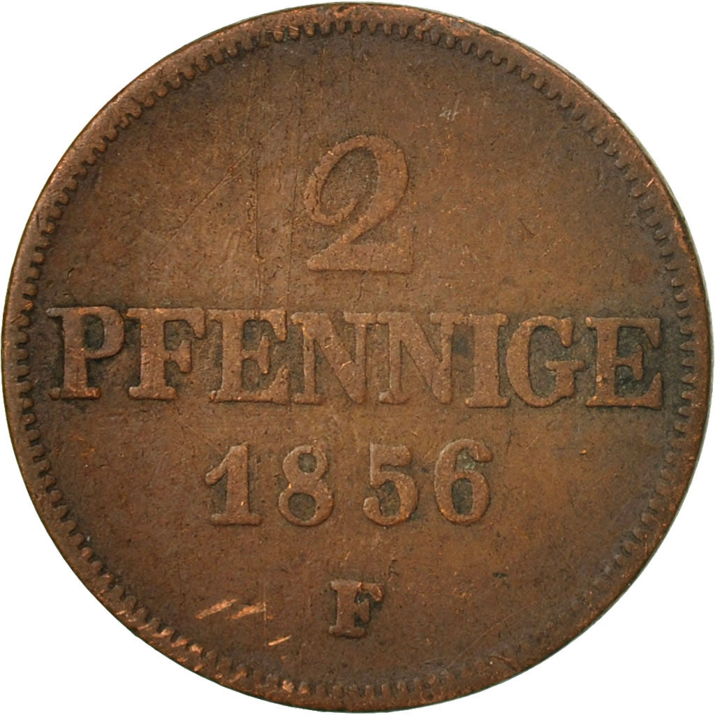 Moneta, Stati tedeschi, SAXONY-ALBERTINE, Johann, 2 Pfennig, 1856, MB, Rame