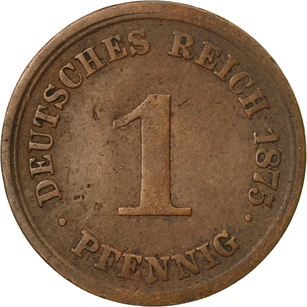 Moneda, ALEMANIA - IMPERIO, Wilhelm I, Pfennig, 1875, Dresden, MBC, Cobre, KM:1