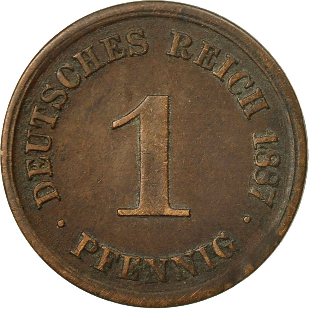 Coin, GERMANY - EMPIRE, Wilhelm I, Pfennig, 1887, Munich, EF(40-45), Copper