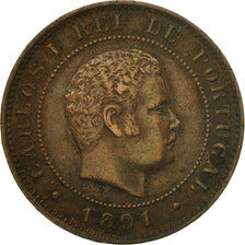 Münze, Portugal, Carlos I, 10 Reis, 1891, Portugal Mint, SS, Bronze, KM:532