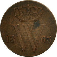 Munten, Nederland, William III, 1/2 Cent, 1863, ZF, Koper, KM:90