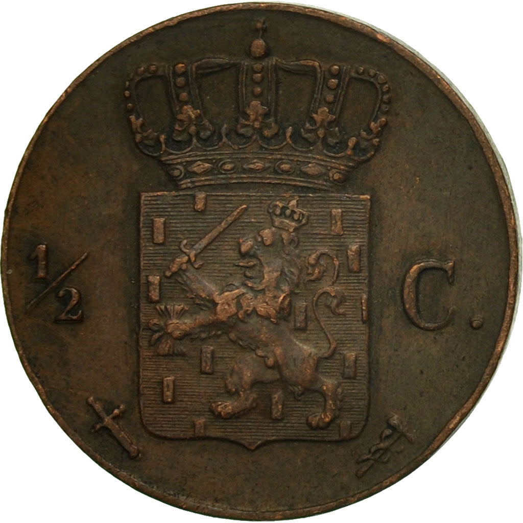 Munten, Nederland, William III, 1/2 Cent, 1863, ZF, Koper, KM:90