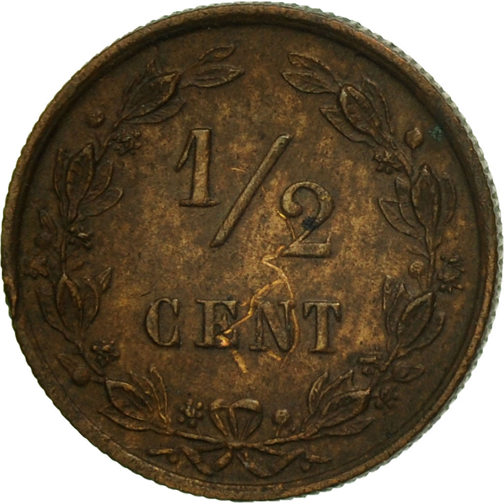 Coin, Netherlands, William III, 1/2 Cent, 1884, EF(40-45), Bronze, KM:109.1