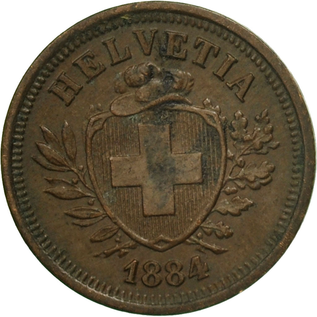 Coin, Switzerland, Rappen, 1884, Bern, EF(40-45), Bronze, KM:3.1