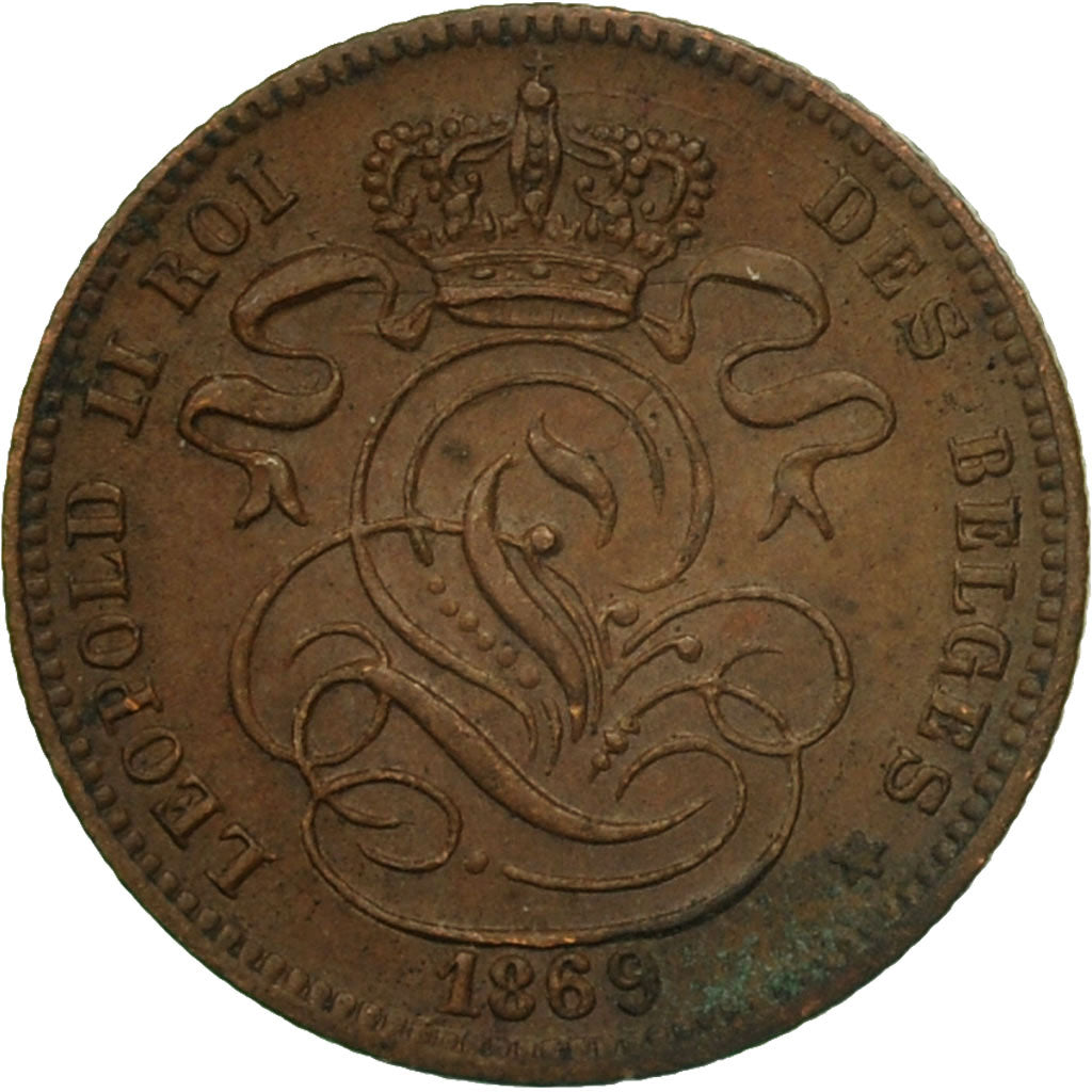 Coin, Belgium, Leopold II, Centime, 1869, EF(40-45), Copper, KM:33.1