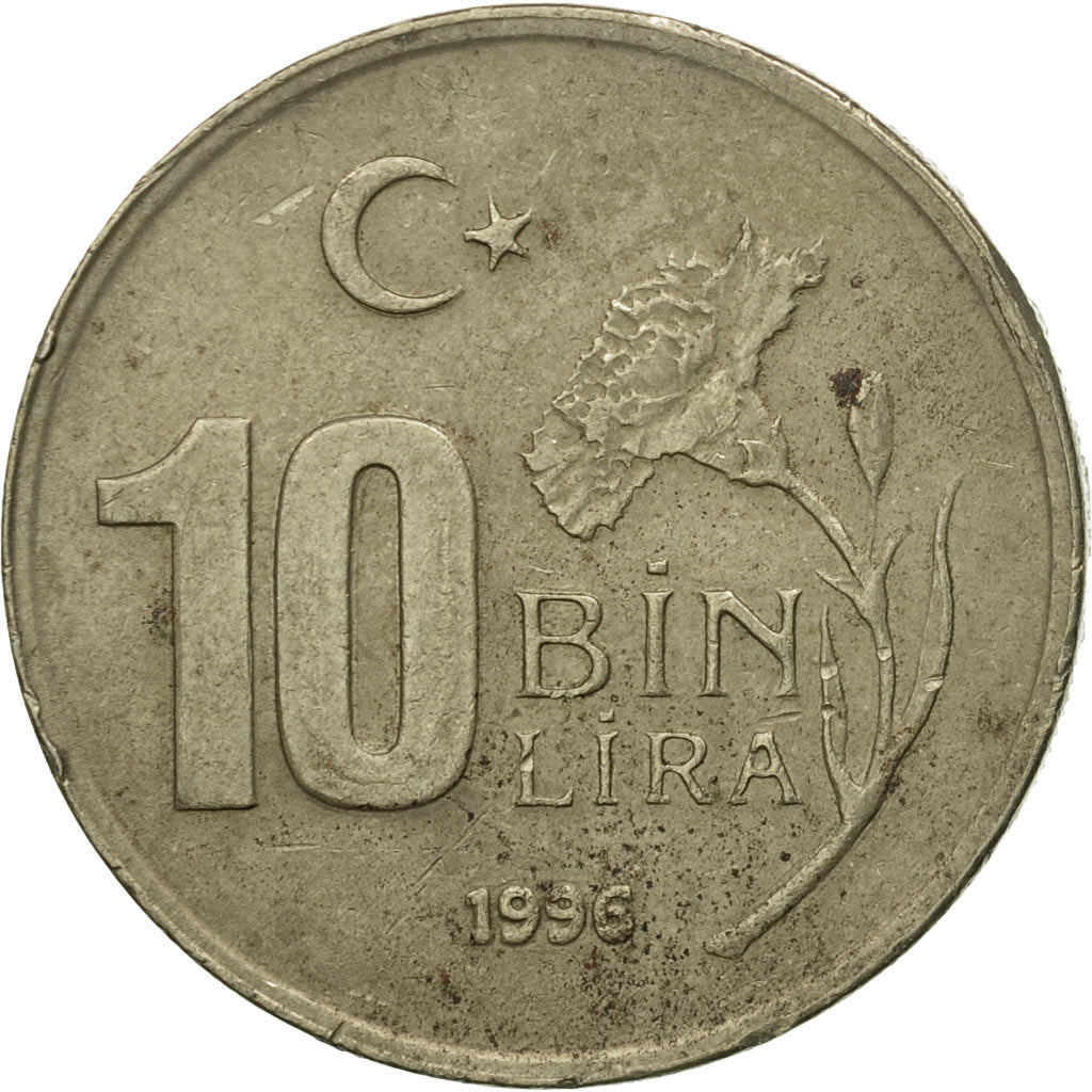 Münze, Türkei, 10000 Lira, 10 Bin Lira, 1996, S+, Copper-Nickel-Zinc