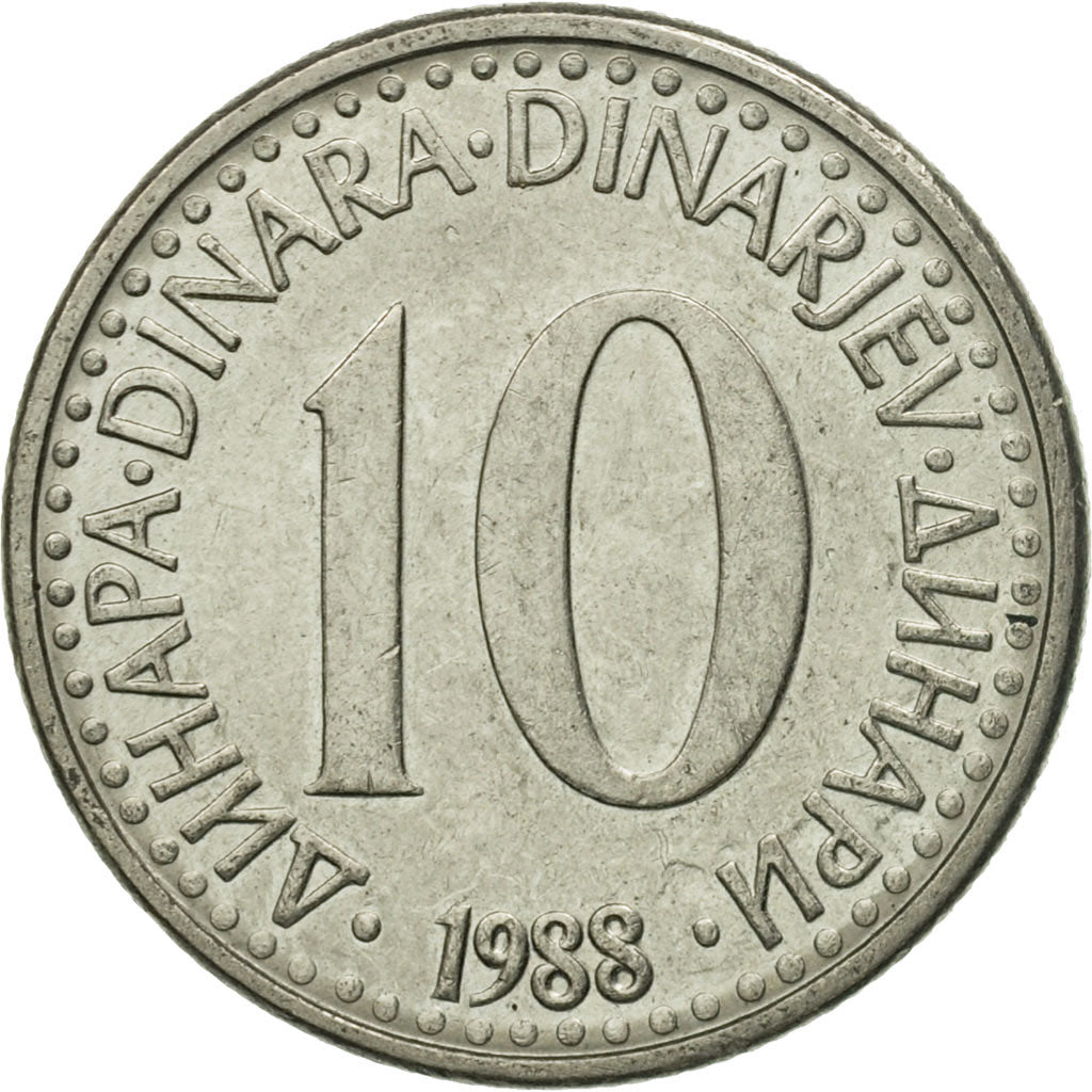 Coin, Yugoslavia, 10 Dinara, 1988, EF(40-45), Copper-nickel, KM:89