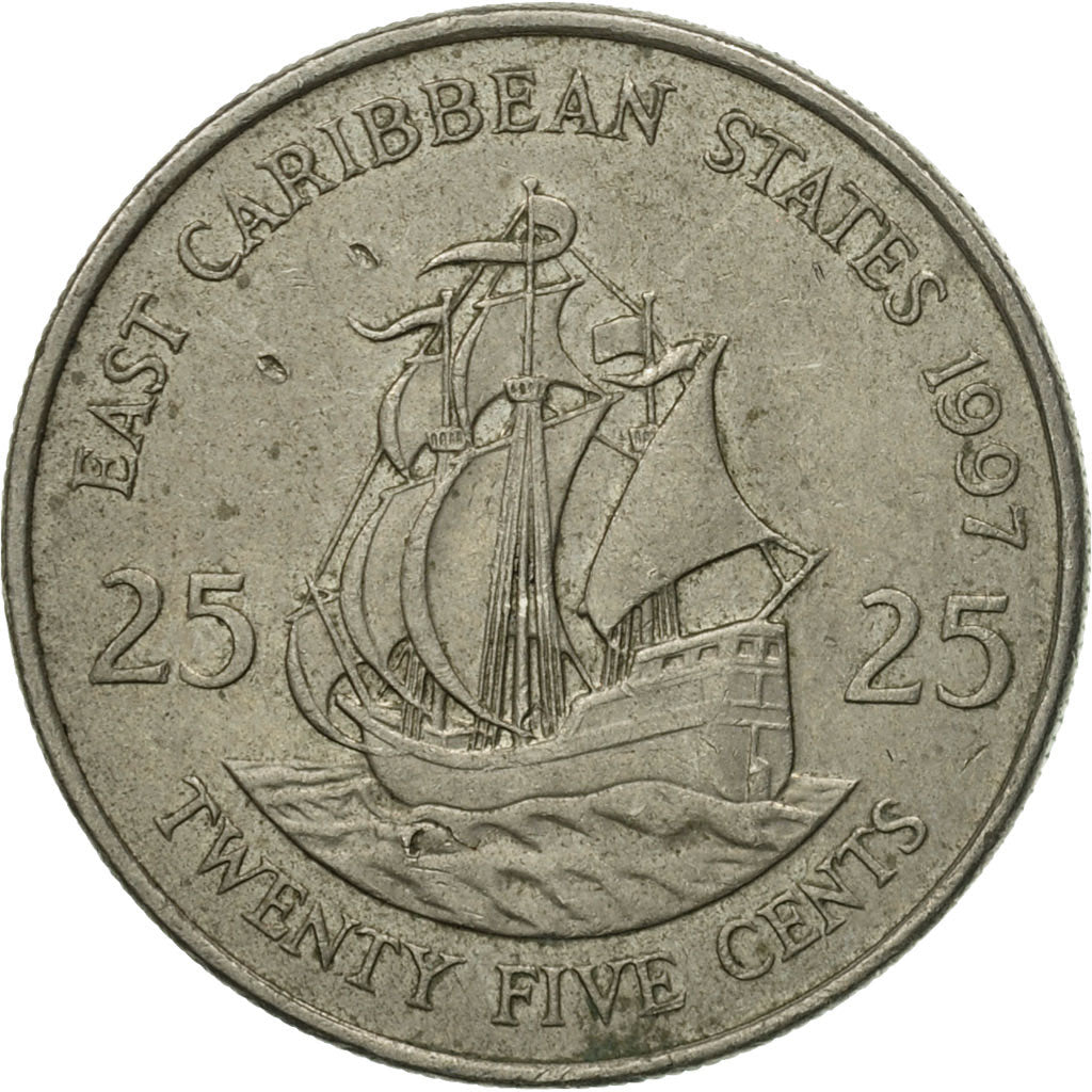 Coin, East Caribbean States, Elizabeth II, 25 Cents, 1997, EF(40-45)