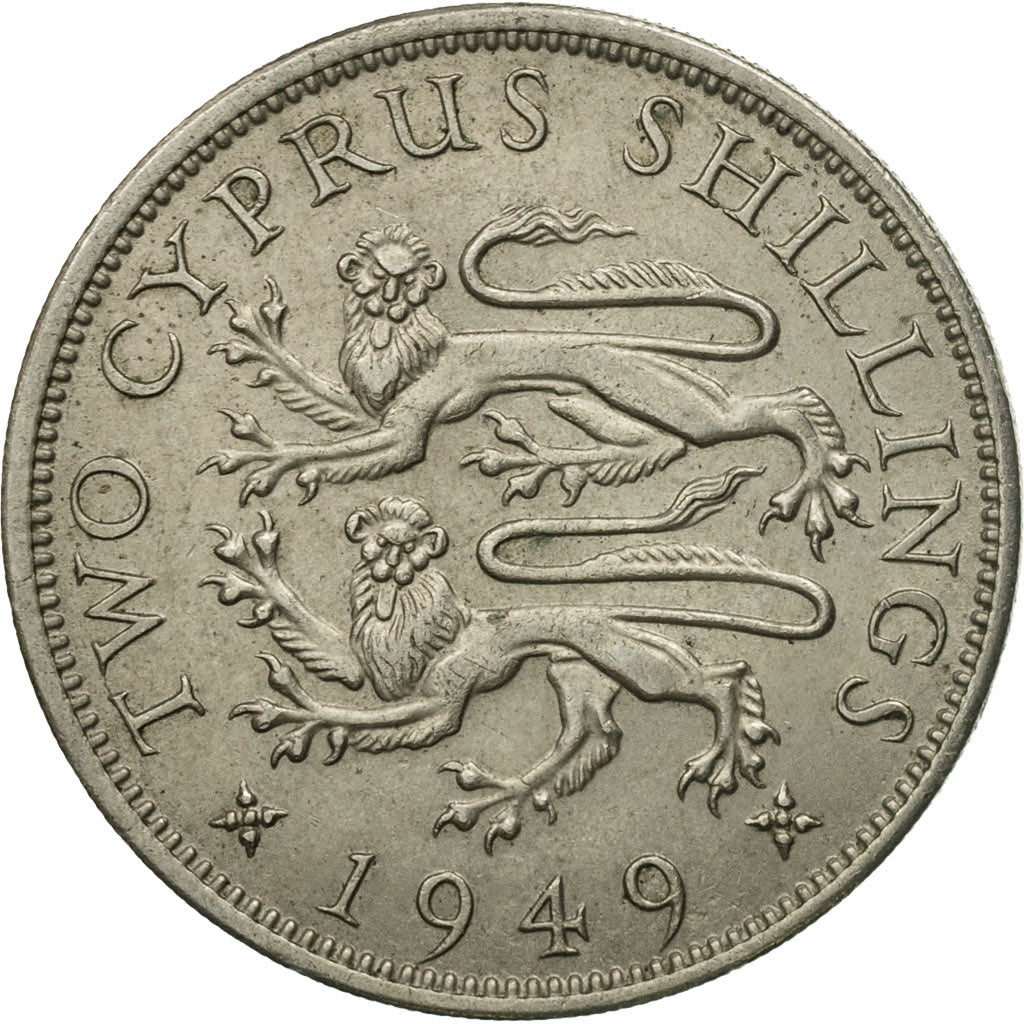 Coin, Cyprus, 2 Shilling, 1949, EF(40-45), Copper-nickel, KM:32