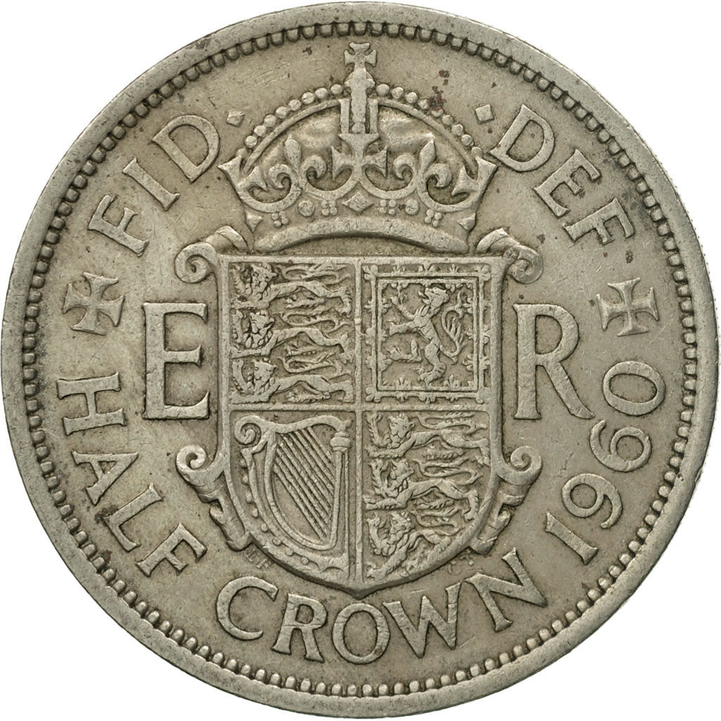 Coin, Great Britain, Elizabeth II, 1/2 Crown, 1960, VF(30-35), Copper-nickel